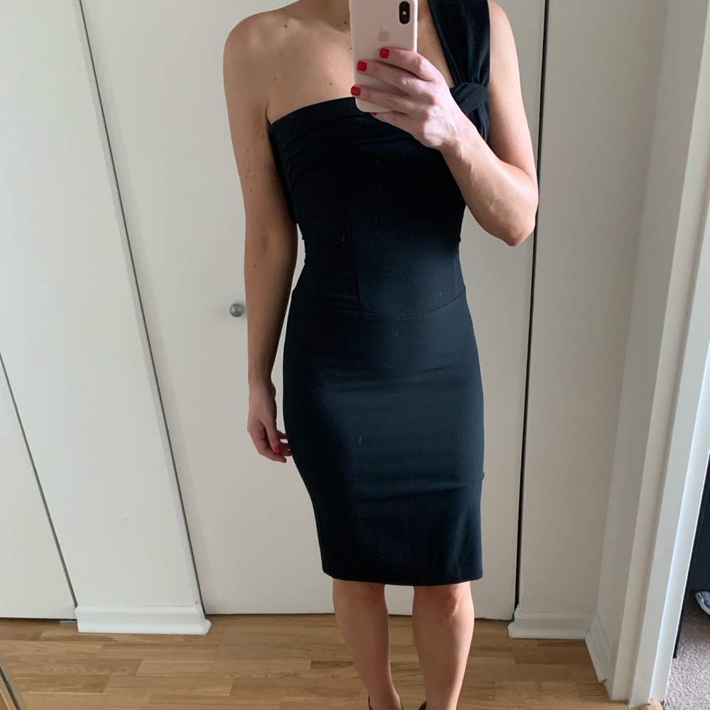 One shoulder black dress